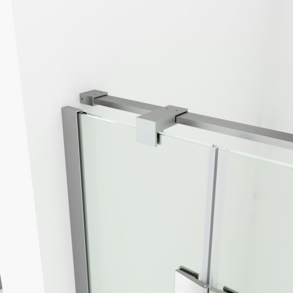SS17 - Brushed Nickel Semi Frameless Front & Return Shower Screen - 1150x850mm (Suit On 1200x900 Base)