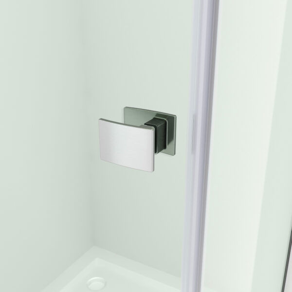 SS17 - Brushed Nickel Semi Frameless Front & Return Shower Screen - 1150x850mm (Suit On 1200x900 Base)
