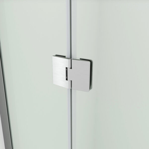 SS17 - Brushed Nickel Semi Frameless Front & Return Shower Screen - 1150x850mm (Suit On 1200x900 Base)