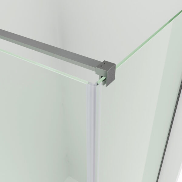 SS17 - Brushed Nickel Semi Frameless Front & Return Shower Screen - 1150x850mm (Suit On 1200x900 Base)