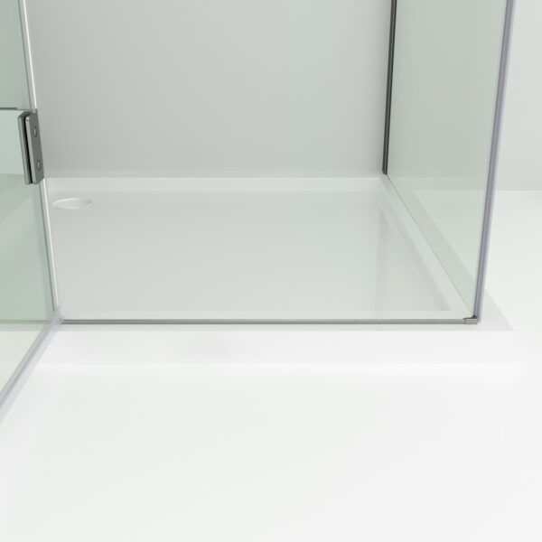 SS17 - Brushed Nickel Semi Frameless Front & Return Shower Screen - 1150x850mm (Suit On 1200x900 Base)