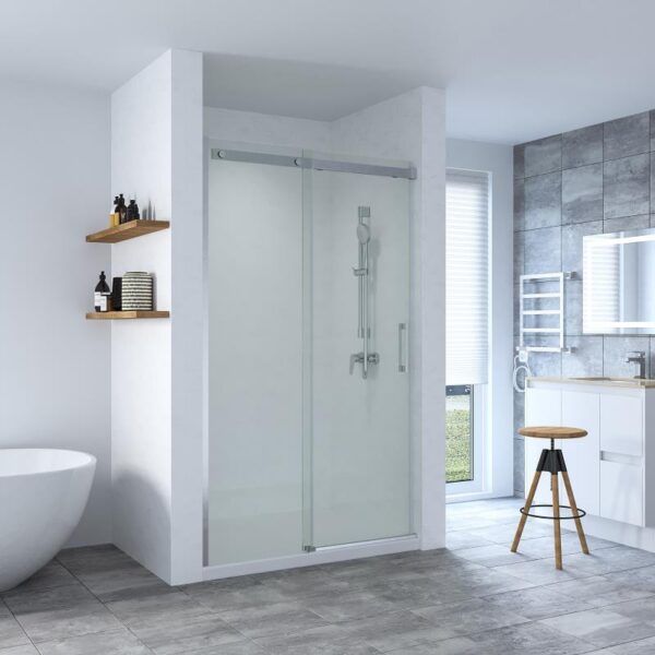 SS20 - Brushed Nickel Wall to Wall Front Only Sliding Shower Screen - Multiple Sizes (1130-1750mm)