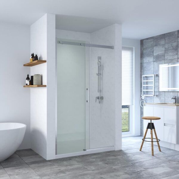 SS20 - Brushed Nickel Wall to Wall Front Only Sliding Shower Screen - Multiple Sizes (1130-1750mm)
