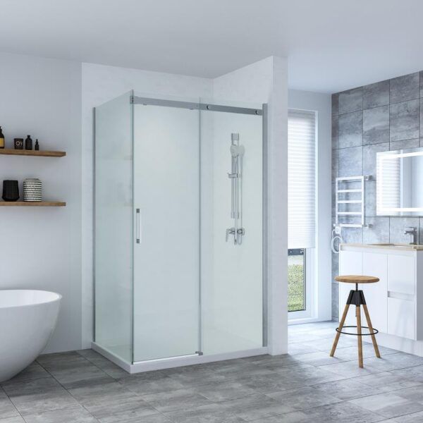 SS20 - Brushed Nickel Sliding Door Shower Screen - 1200x900mm (Suit On Tiled Floor)