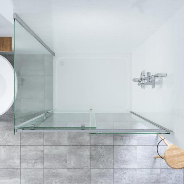 SS20 - Brushed Nickel Sliding Door Shower Screen - 1200x900mm (Suit On Tiled Floor)