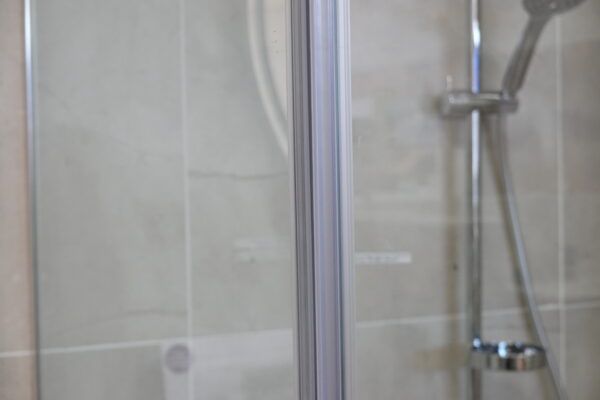 SS17 - Chrome Semi Frameless Front & Return Shower Screen - 850x850mm (Suit On 900x900 Base)