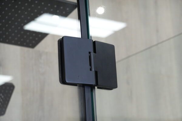 SS17 - Black Semi Frameless Front & Return Shower Screen - 1150x850mm (Suit On 1200x900 Base)