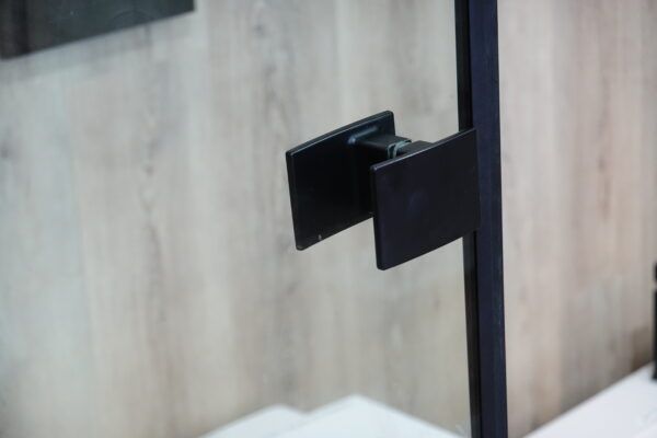 SS17 - Black Semi Frameless Front & Return Shower Screen - 1150x850mm (Suit On 1200x900 Base)