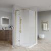 SS17-1 SS17 - Brushed Gold Semi Frameless Front & Return Shower Screen - 1150x850mm (Suit On 1200x900 Base)