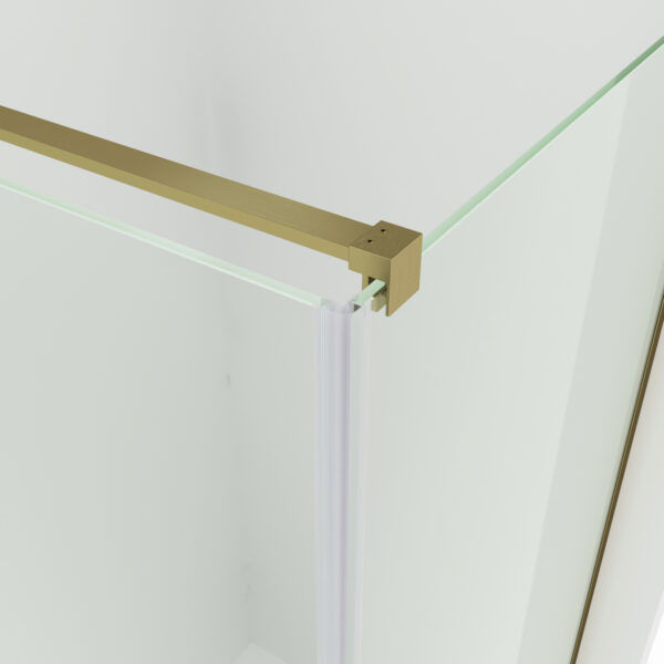 SS17 - Brushed Gold Semi Frameless Front & Return Shower Screen - 1150x850mm (Suit On 1200x900 Base)