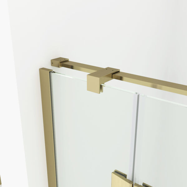 SS17 - Brushed Gold Semi Frameless Front & Return Shower Screen - 1150x850mm (Suit On 1200x900 Base)