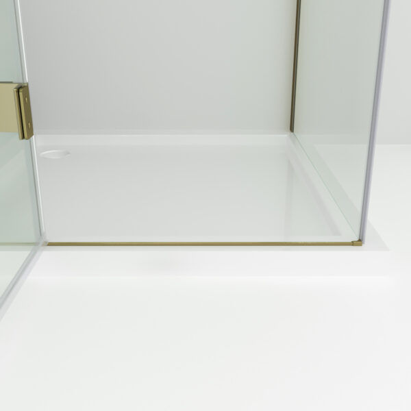 SS17 - Brushed Gold Semi Frameless Front & Return Shower Screen - 1150x850mm (Suit On 1200x900 Base)
