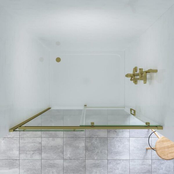 SS20 - Brushed Gold Wall to Wall Front Only Sliding Shower Screen - Multiple Sizes (1130-1750mm)
