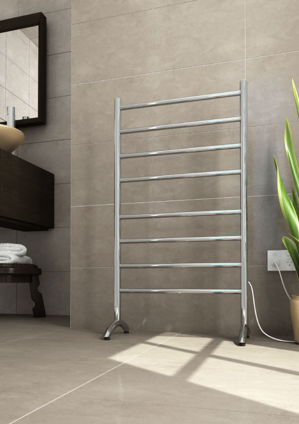 Thermogroup 240Volt Straight Round Free-Standing Heated Towel Rail