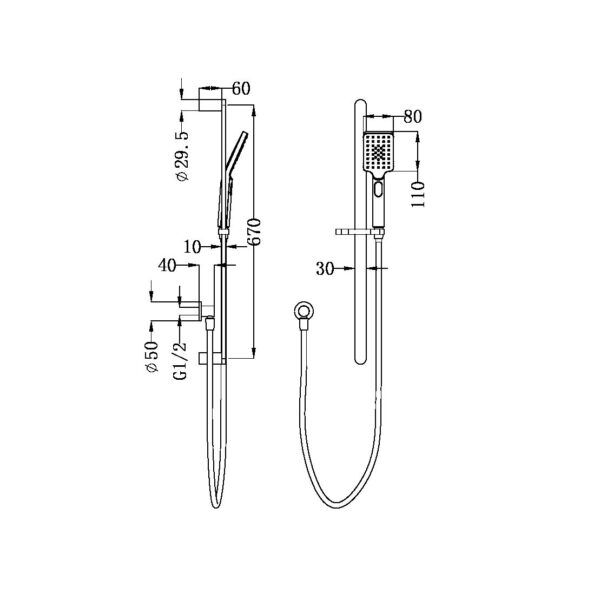 NRO30803BG Brushed Gold Shower Rail