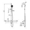 NRO006CH-1 NRO006CH Care Chrome 32mm T Bar Grab Rail and Adjustable Shower Set 1100x750mm