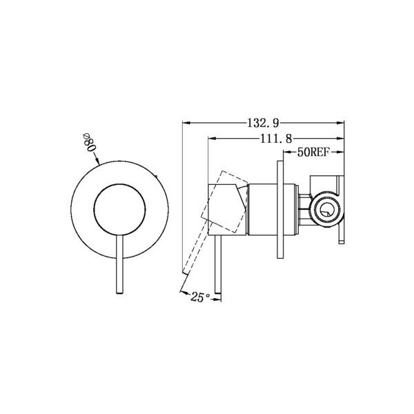 NRO21911BN Brushed Nickel 80mm Plate Shower Mixer
