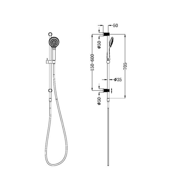 NRO251905ABG Brushed Gold Round Shower Rail with Air Shower