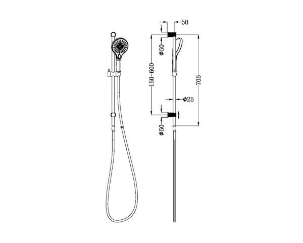 NRO251905DBN Brushed Nickel Shower Rail