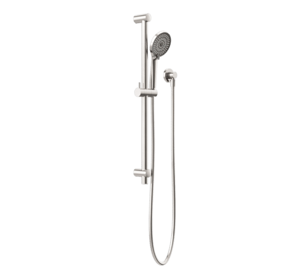 NRO318BN Brushed Nickel Round Metal Project Rail Shower