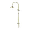NRO210501AB Aged Brass Twin Shower With White Porcelain Hand Shower