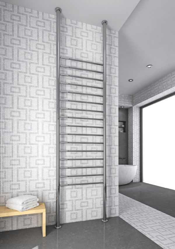 Thermogroup Straight Round Floor to Ceiling Heated Towel Rail