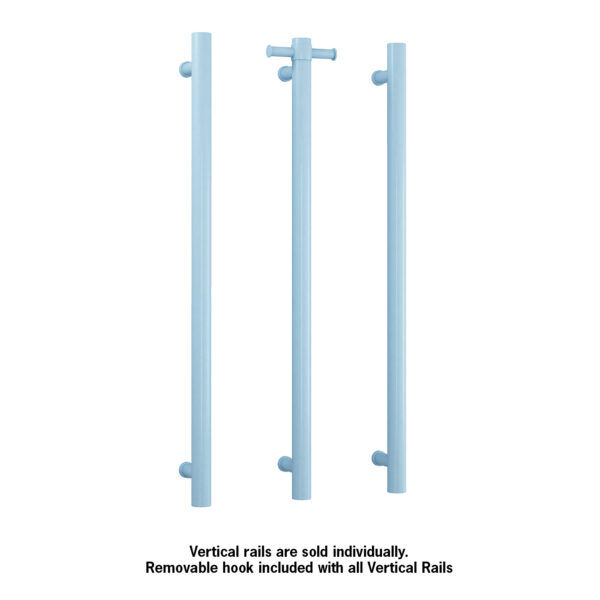 Thermogroup 12V Horizon Blue Straight Round Vertical Single Heated Towel Rail 900mm