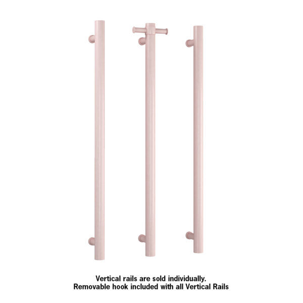Thermogroup 12V Dusty Pink Straight Round Vertical Single Heated Towel Rail 900mm