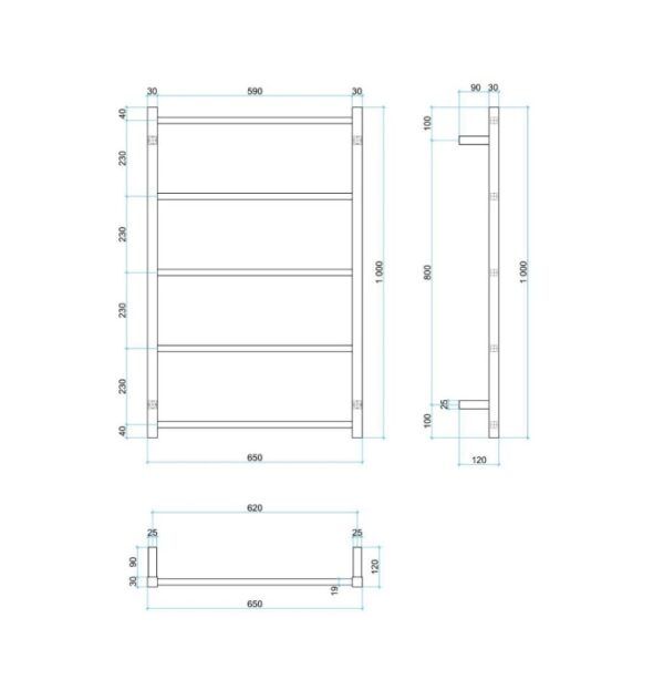 Thermogroup Straight Square Non-Heated Ladder Towel Rail
