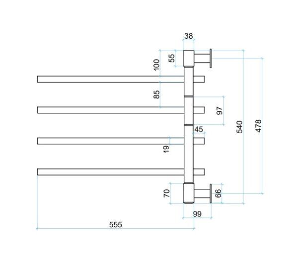 Thermogroup Straight Square Swivel Non-Heated Towel Rail