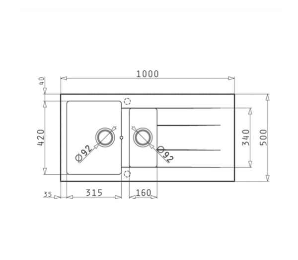 BV-10050BLK Black Double Bowl Kitchen Sink 1000x500mm