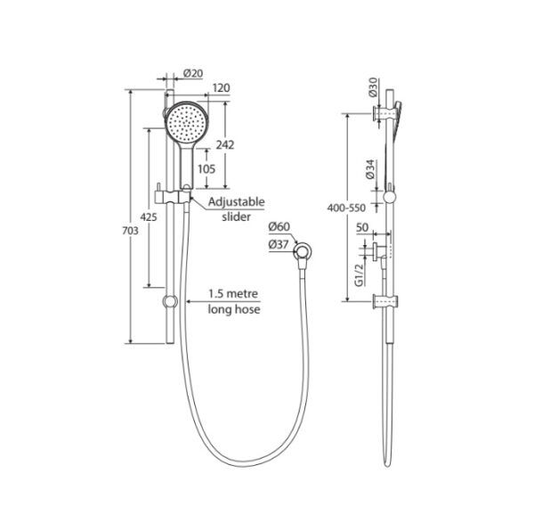 FNZ444109UB Urban Brass Shower Rail
