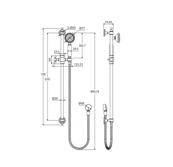 FNZ444114UB Urban Brass Shower Rail