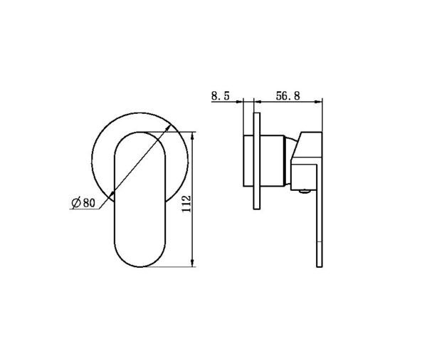 NR 3013-11D-CH Chrome 80mm Round Plate Shower Mixer