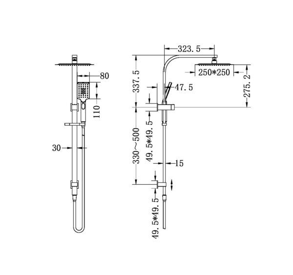 NRO01505CBN Brushed Nickel Shower Rail