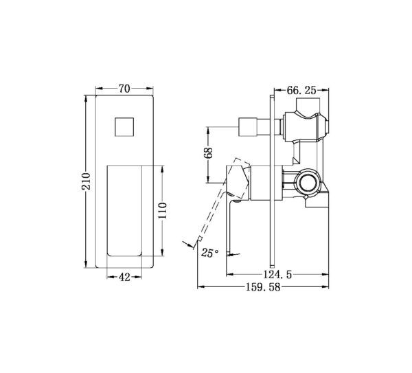 NR 3015-09ACH Chrome Shower Mixer with Divertor