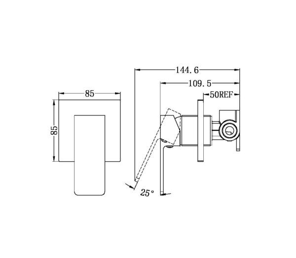 NR 315-09-BN Square Brushed Nickel Shower Mixer