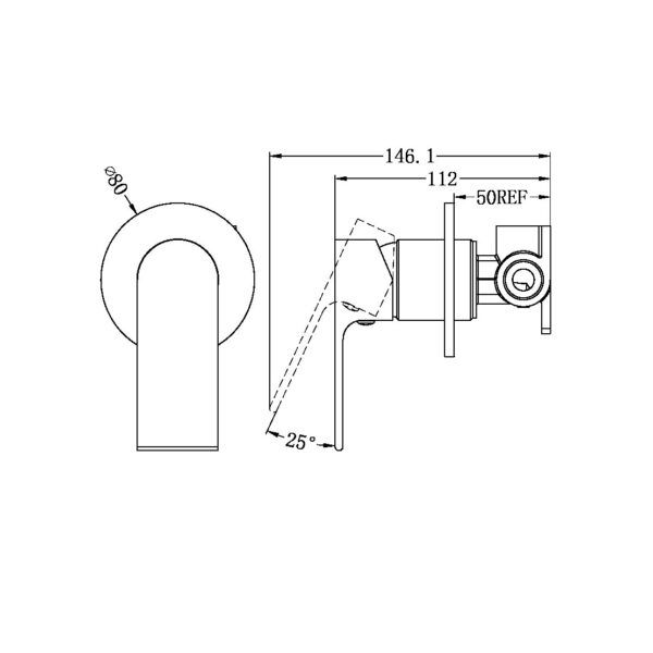 NRO21511DBG Brushed Gold 80mm Plate Shower Mixer
