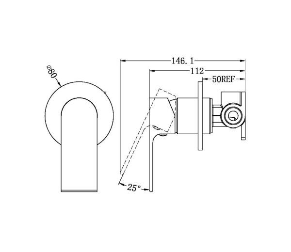 NRO21511DBN Brushed Nickel 80mm Plate Shower Mixer