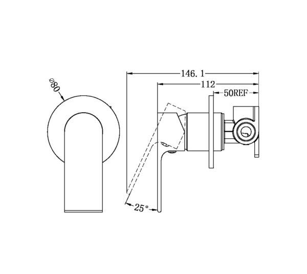 NRO21511DCH Chrome 80mm Plate Shower Mixer