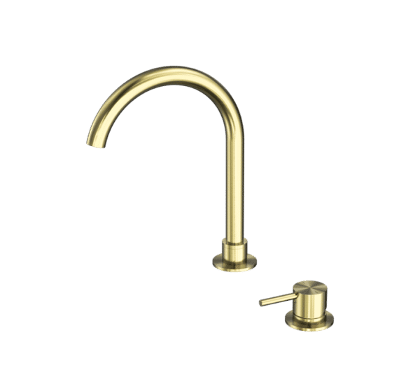 NRO21901BBG Brushed Gold Hob Basin Mixer Round Swivel Spout