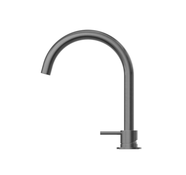 NRO21901BGM Gun Metal Hob Basin Mixer Round Swivel Spout