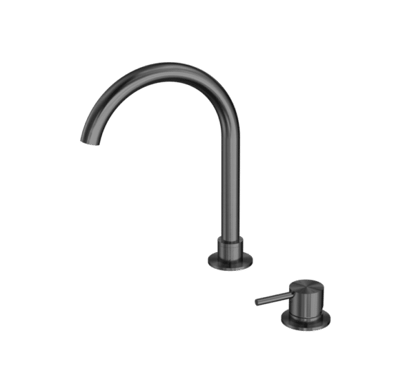 NRO21901BGM Gun Metal Hob Basin Mixer Round Swivel Spout