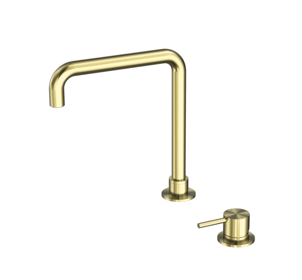 NRO21901CBG Brushed Gold Hob Basin Mixer Square Swivel Spout