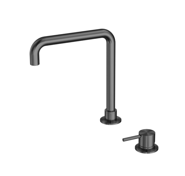 NRO21901CGM Gun Metal Hob Basin Mixer Square Swivel Spout