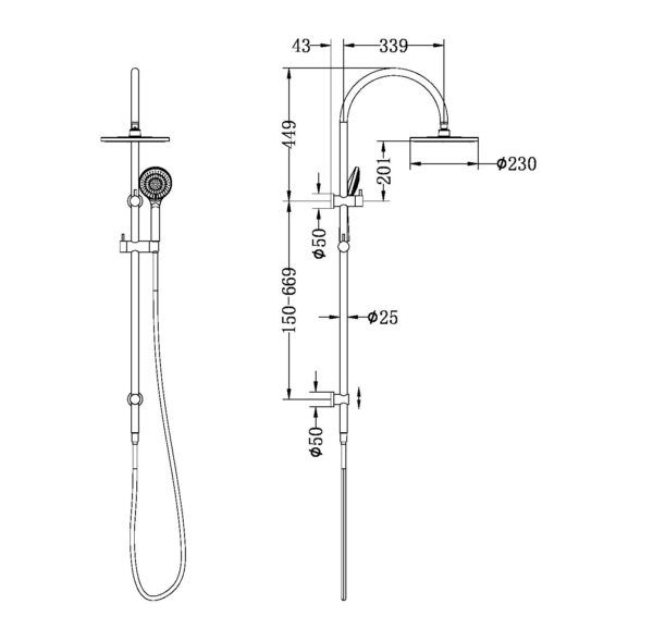 NRO21905BCH Chrome Twin Shower Rail with Air Shower