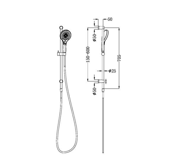NRO21905DGM Gun Metal Shower Rail
