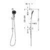 NRO21905GMB Matt Black Shower Rail with Air Shower II