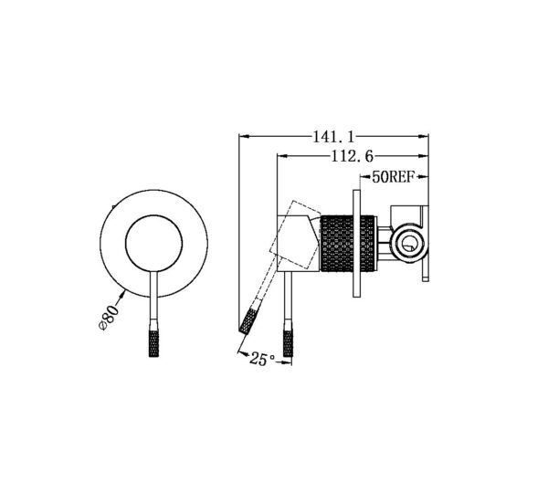 NRO51909BG Brushed Gold 80mm Plate Shower Mixer