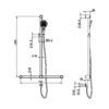 NROCS006MB-1 NROCS006MB Care Matt Black 32mm T Bar Grab Rail & Adjustable Shower Set 1100x750mm
